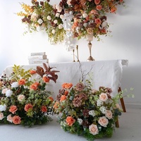 Décoration de mariage d'automne bienvenue Kt conseil mise en page étage fleur Table fleur artificielle tenture murale fond