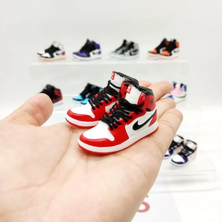 Wholesale PVC Basketball Mini 3d Sneakers J 0rdan Shoe Keychains with Box