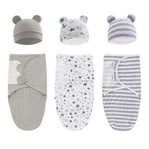 Mu Of 2 selimut bedong tidur dan Muslin bayi Set bedong topi yang serasi untuk bayi baru lahir - Product Image 3