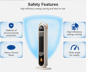Calentador de Torre PTC de 2200W con Control Remoto, Pantalla LED de Temperatura Ambiente, Oscilación, Efecto de Llama y Temporizador - Product Image 6