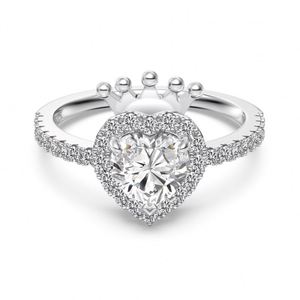 Dylam Elegance <b>Dainty</b> High Jewelry 925 Silver Rhodium Plated Eternity Band Heart Love Crown 5A Zirconia Fine Jewelry Women <b>Rings</b> - Product Image 1