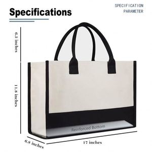 Cross-border Spot-stocked Blank <b>Canvas</b> Tote <b>Bags</b> <b>Large</b> Capacity Tote <b>Bags</b> with logo Printing Personalized Custom Shopping <b>Bags</b> - Product Image 3