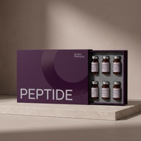 Boîte rigide personnalisée en forme de prune pour flacons de peptides, 6 flacons, avec éponge, vernis sélectif UV et logo en relief