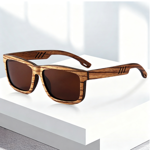 Zebra Wood Light Weight Gold Manual Fashion Sunglasses Integrated <strong>Nose</strong> Pads Raised Bridge Rivet Decor UV400 Polarized Options - Product Image 5