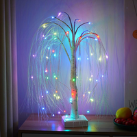 Lumière LED RVB en forme de saule, télécommande, alimentation USB par batterie, décoration intérieure/extérieure pour fêtes, Noël, mariages