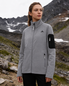 Veste de randonnée pour femmes, bleue, super extensible, en ripstop, col montant, légère, résistante à l'eau, séchage rapide, respirante, fermeture éclair - Product Image 2