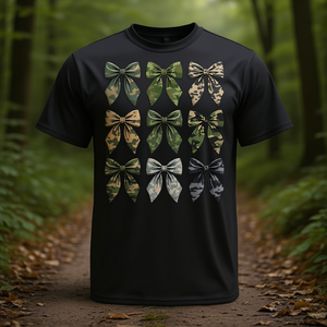 Camiseta de Camuflaje para Niñas, Diseño de Caza, Cuello Redondo Negro - Product Image 3