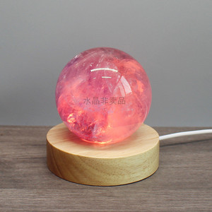 Living Room <strong>Table</strong> Decorative Crystal Ball Art Crafts Lamp Rgb Color <strong>Changing</strong> Luminous Round Petal Shape Wooden Base - Product Image 3