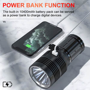 Lampe torche LED rechargeable 3000 lumens avec écran OLED numérique, étanche, chargement USB-C, 10400 mAh avec fonction Power Bank, lampe torche GTR30 - Product Image 4