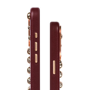 Étui de téléphone pour femmes en cuir PU avec rivets en perles de luxe pour iPhone 13 14 15 16, étuis de téléphone mignons pour filles - Product Image 4