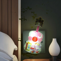 Lámpara de guitarra OEM W060, luz nocturna para dormitorio infantil, Material ABS, diseño moderno, enchufe emisor de luz blanca cálida, bonito regalo
