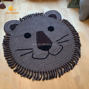 <span class=keywords><strong>Tapis</strong></span> de jeu <span class=keywords><strong>rond</strong></span> en Crochet pour enfants, accessoire pliable en peluche, motifs animaux, Lion, pour bébés - Product Image 6