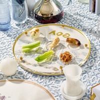 Plateau de Seder en Lucite avec accents dorés de luxe, plateau de service moderne en acrylique transparent pour Pessa'h, inspiré du plateau de Seder