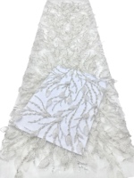 Tissu en dentelle brodée de haute qualité avec motif floral pour robe de mariée africaine pour femmes, 100% polyester, style luxueux
