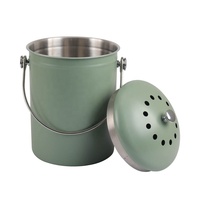 Ember wadah daur ulang 1.3 galon dengan 2 filter arang 100% tempat sampah dapur tahan karat untuk meja dapur