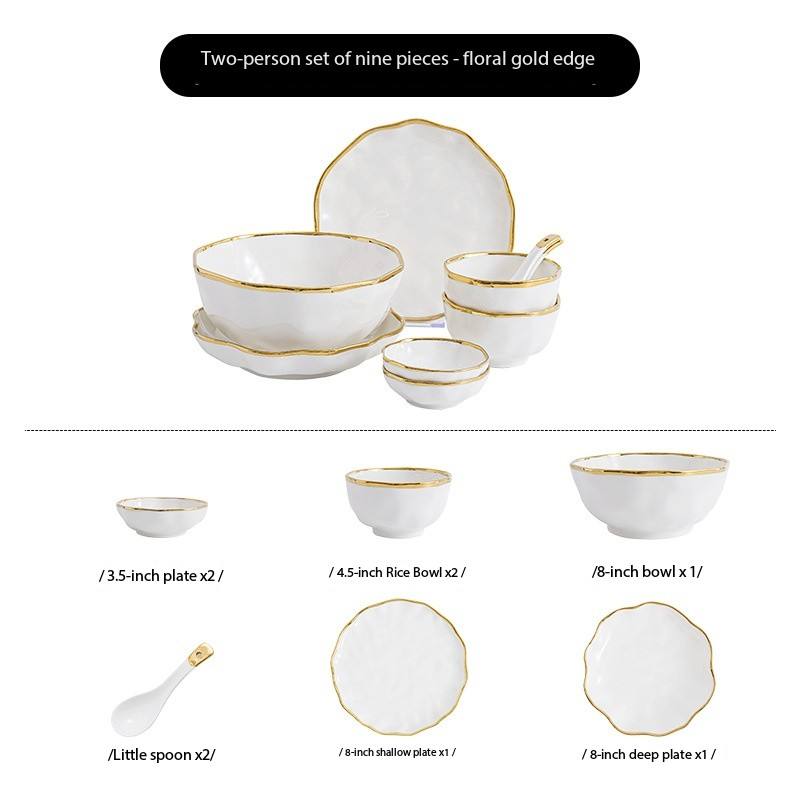 Ensemble de 9 pièces pour deux (bordure dorée)