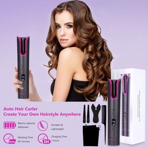 Lisseur de cheveux sans fil, <span class=keywords><strong>appareil</strong></span> automatique 2021 rapide, étiquette privée, Mini fer à friser en céramique, LCD USB - Product Image 3