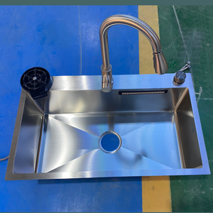 <span class=keywords><strong>Évier</strong></span> de <span class=keywords><strong>cuisine</strong></span> moderne fait main avec robinet cascade encastré, planche à découper, passoire et accessoires de drainage pour <span class=keywords><strong>cuisine</strong></span> de luxe - Product Image 6