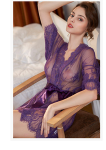 Style européen-américain femmes Sexy dentelle chemise de nuit peignoir XL lâche amour 3D Perspective motif sous-vêtements contrôle ferme 3XL - Product Image 2