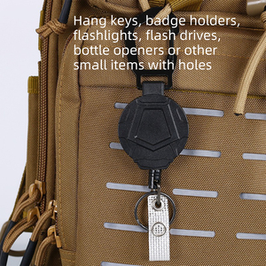 Retractable Badge Reel with Belt Clip, 23.6in Steel Lanyard for <b>ID</b> Badges Keys, Keychain <b>Holder</b> Carabiner - Product Image 5