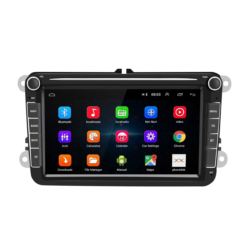 Weupgo Radio Mobil 2 Din Layar 8 Inci, Radio Mobil Android GPS Wifi dengan Fitur GPS Wifi Wifi untuk Mobil VW/PASSAT/POLO/GOLF 5/6