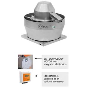 Ventilateurs d'extraction SODECA neufs, montés sur le toit, avec sortie d'air verticale et capot en aluminium, pour une installation sur tout type de toit. - Product Image 3