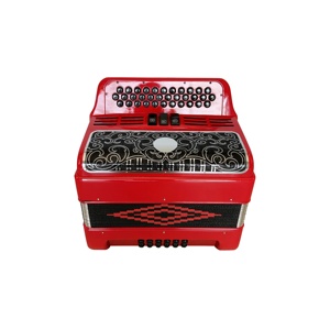 Fisarmonica Professionale SEASOUND JB3412C Rossa, 34 Tasti, 12 Bassi, 3 Registri, Diatonica, Copertura in Celluloide, Portatile, Griglia Nera e Argento - Product Image 3