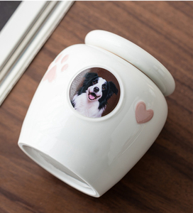 Керамические урны ручной работы на заказ с фото для маленьких домашних животных: элегантные контейнеры для кремации любимых питомцев, экологичные, для собак и других животных, памятные сувениры - Product Image 4