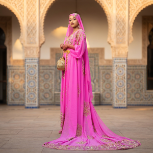 Vestido de novia somalí AL HIJRAH ABAYAS, elegante, largo hasta el suelo, de tela de encaje, color caramelo, antiarrugas, con sujetador incorporado, de secado rápido. - Product Image 2