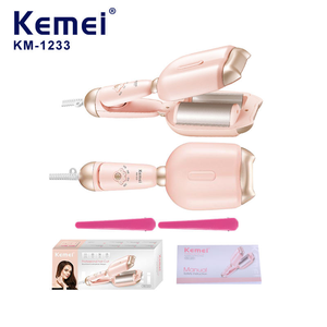 เครื่องม้วนผมไฟฟ้า KEMEI รุ่น Km-1233 สีชมพู ดีไซน์น่ารัก 4 ระดับความร้อน รู<span class=keywords><strong>ป</strong></span><span class=keywords><strong>ทรง</strong></span>ตัววี ใช้เทคโนโลยี PTC สำหรับทำ<span class=keywords><strong>ผม</strong></span>ด้วยตัวเอง - Product Image 1