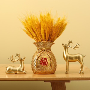 Sac cadeau de fleurs séchées en forme d'épi de blé porte-bonheur Master Gu, en résine, style chinois, décoration pour la maison, le bureau, l'entrée, le salon - Product Image 3