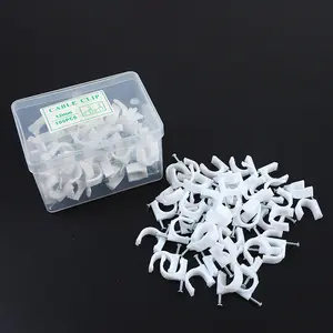 China Fabriek 7Mm Boxed 100 Cirkel Plastic Nagel Haak Ronde Platte Kabel Clip