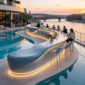 Modern Curved <b>Bar</b> <b>Table</b> Custom <b>Bar</b> Counter Contemporary Cocktail Furniture for Home <b>Bar</b> Hotel Poolside - Product Image 4