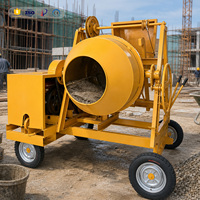Mezcladora de Concreto Portátil con Motor Diésel de Alto Rendimiento, 4 Ruedas, Remolcable, con Volante Manual