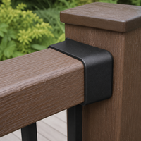 Konektor Pegangan Tangga Hitam 45*45mm, Sambungan Railing Cetak Injeksi untuk Sistem Tiang Pagar BPC WPC, Aksesoris Railing Dek Luar Ruangan