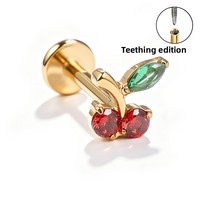 Anting-anting tusuk titanium alloy F136, ukiran rumit bergaya panjang, perhiasan tulang rawan telinga, bentuk geometris zircon, batang 8mm