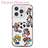 2025 Logo personnalisé populaire 3D dessin animé doux Pvc football filles en vrac coques de téléphone indésirable breloques
