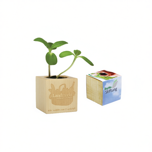 Fioriera Cubo in Legno Landmarkt con Logo Baywa Stiftung per Semenzali - Product Image 2