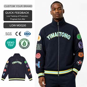 Chaqueta de algodón para hombre, estilo urbano, cortavientos con cremallera, personalizada con logotipo bordado. - Product Image 1