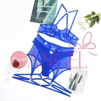 KISS ME ANGEL Lingerie Seksi Terbaru Nyaman Bahan Mesh Seksi Tali Halter Pembentuk Tubuh Bra dan Celana Dalam Set untuk Wanita Pintar