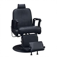 Chaise de barbier en cuir noir pour salon de coiffure, vente en gros