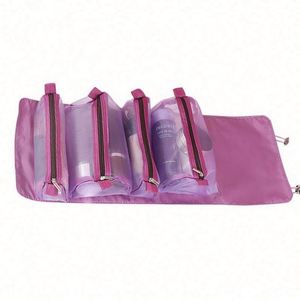 Wholesale Casual Four in One Portable Folding Travel Nylon Cosmetic Bag With Large Space Make up Bag - Product Image 1