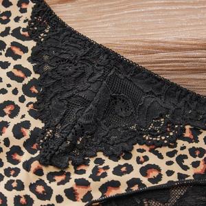 Women Leopard Print V String Panties <b>Seamless</b> Soft Sexy Daily Underwear - Product Image 4