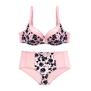 Nuove donne biancheria intima <span class=keywords><strong>taglie</strong></span> forti Set reggiseno e mutandine Push up con ferretto stampato reggiseno Ultra-sottile con copertura intera tazza reggiseno grande - Product Image 5