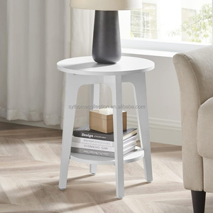 Petite <span class=keywords><strong>table</strong></span> basse blanche avec étagère à double niveau pour chambre à coucher, salon et coin détente - Product Image 1