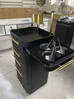 Chariot de Salon Moderne en Bois à 4 Roues avec 4 Tiroirs, Station Mobile de Coiffure et Esthétique, Support pour Bol de Teinture, Porte-peignes, Couleur Personnalisable
