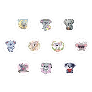 500 pièces/rouleau 1 pouce populaire en gros boîte-cadeau décoration mignon <span class=keywords><strong>Koala</strong></span> rond merci autocollant sceau étiquette - Product Image 5