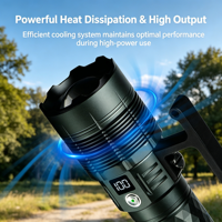 Lampe torche tactique haute puissance, portée de 1500 m, lampe torche LED, lumière latérale RGB, affichage numérique, zoom variable, étanche, projecteur