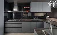 Armoires de cuisine modulaires Kino en acier inoxydable 304, porte en MDF, couleurs personnalisables, design moderne, plan de travail, garantie de 15 ans