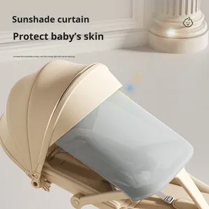 Китайская компактная складная детская коляска с рамой из алюминиевого сплава, двусторонняя система толкания, грузоподъемность 15 кг, увеличенный капюшон, 4 колеса - Product Image 3